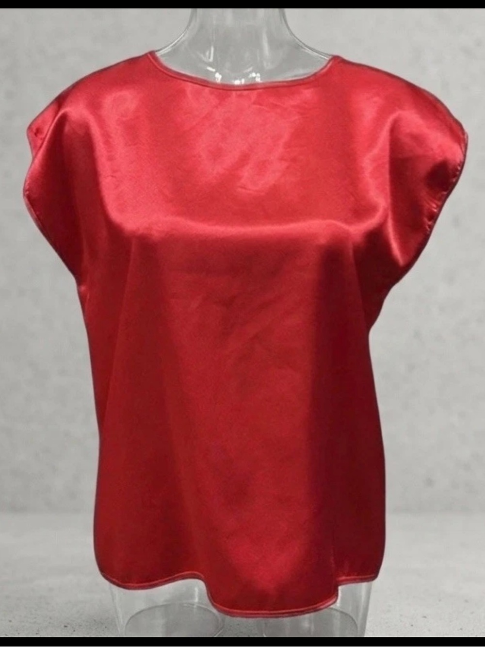 Red 100% silk Sleeveless Blouse Top Women’s Golden Dragon S